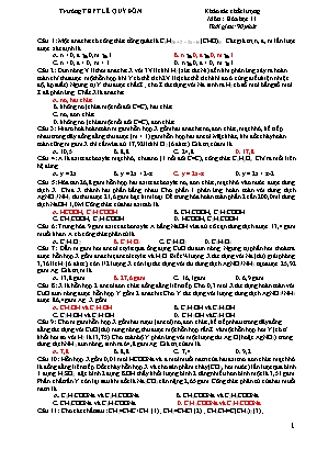 Đề khảo sát chất lượng môn Hóa học Lớp 11 - Trường THPT Lê Quý Đôn (Kèm đáp án)