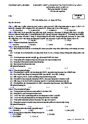 Đề khảo sất chất lượng ôn thi THPT Quốc gia lần 4 môn Hóa học Lớp 12 - Mã đề 570 - Trường THPT Liên Sơn
