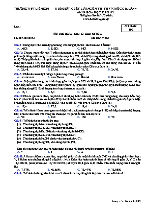 Đề khảo sất chất lượng ôn thi THPT Quốc gia lần 4 môn Hóa học Lớp 12 - Mã đề 209 - Trường THPT Liên Sơn