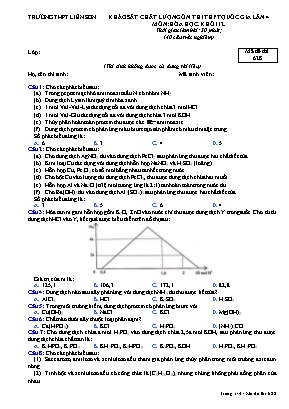 Đề khảo sất chất lượng ôn thi THPT Quốc gia lần 4 môn Hóa học Lớp 12 - Mã đề 628 - Trường THPT Liên Sơn