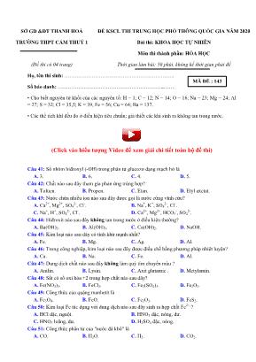 Đề khảo sát chất lượng thi THPT Quốc gia môn Hóa học năm 2020 - Mã đề 143 - Trường THPT Cẩm Thủy