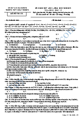 Đề khảo sát lần 1 môn Hóa học Lớp 12 - Mã đề 132 - Năm học 2018-2019 - Trường THPT Đoàn Thượng