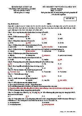 Đề khảo sát THPT Quốc gia môn Hóa học năm 2019 - Mã đề 201 - Trường THPT chuyên Lam Sơn (Kèm đáp án)