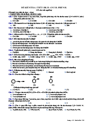 Đề kiểm tra 1 tiết học kỳ II môn Hóa học Lớp 11 - Mã đề 358