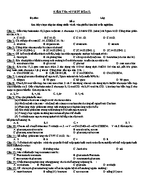 Đề kiểm tra 45 phút môn Hóa học Lớp 12 - Đề A