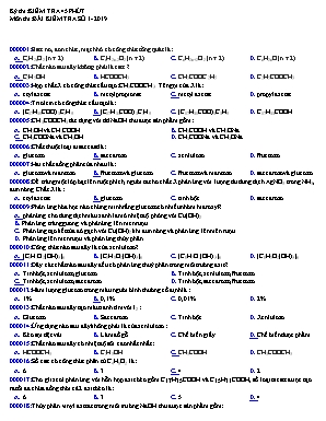 Đề kiểm tra 45 phút số 1 môn Hóa học Lớp 12 năm 2019