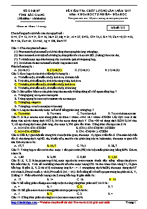 Đề kiểm tra chất lượng lần 1 môn Hóa học Lớp 12 năm 2017 - Mã đề 213 - Sở giáo dục và đào tạo tỉnh Bắc Giang (Có đáp án)
