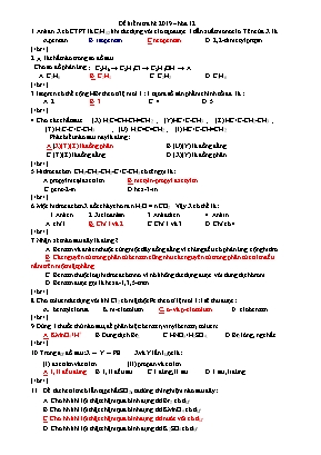 Đề kiểm tra cuối hè môn Hóa học Lớp 12 (Kèm đáp án)