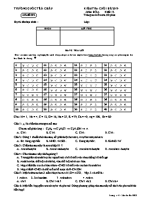 Đề kiểm tra cuối hè môn Hóa học Lớp 12 năm 2019 - Mã đề 002 - Trường Quốc tế Á Châu