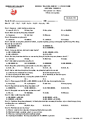 Đề kiểm tra giữa học kỳ I môn Hóa học Lớp 12 - Mã đề 123 - Năm học 2019-2020 - Trường THPT Gia Định