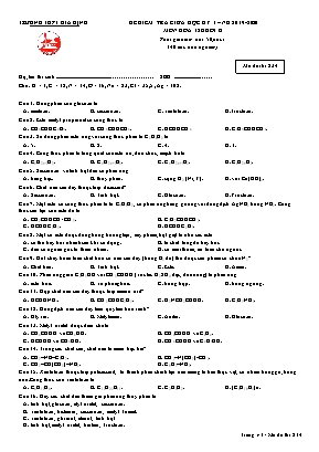 Đề kiểm tra giữa học kỳ I môn Hóa học Lớp 12 - Mã đề 234 - Năm học 2019-2020 - Trường THPT Gia Định