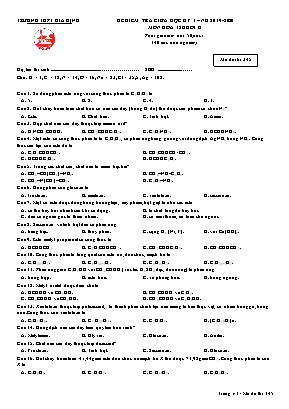 Đề kiểm tra giữa học kỳ I môn Hóa học Lớp 12 - Mã đề 345 - Năm học 2019-2020 - Trường THPT Gia Định