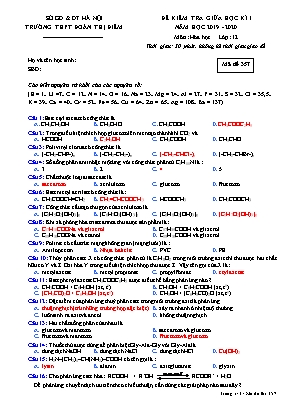 Đề kiểm tra giữa học kỳ I môn Hóa học Lớp 12 - Mã đề 357 - Năm học 2019-2020 - Trường THPT Đoàn Thị Điểm (Kèm đáp án)