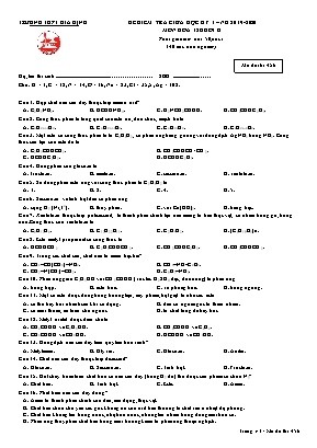 Đề kiểm tra giữa học kỳ I môn Hóa học Lớp 12 - Mã đề 456 - Năm học 2019-2020 - Trường THPT Gia Định