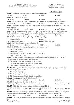 Đề kiểm tra môn Hóa học Lớp 10 (Cơ bản) - Mã đề QT1 - Trường THPT chuyên Huỳnh Mẫn Đạt
