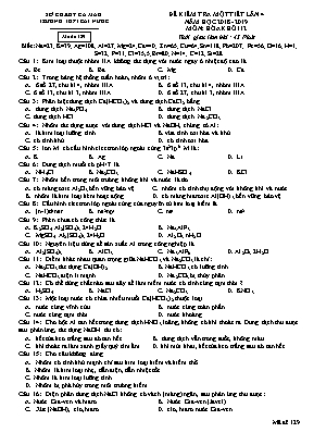 Đề kiểm tra một tiết lần 4 môn Hóa học Lớp 12 - Mã đề 129  - Năm học 2018-2019 - Trường THPT Cái Nước