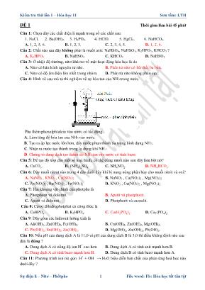 Đề kiểm tra thử lần 1 môn Hóa học Lớp 11 - Đề 1 (Kèm đáp án)