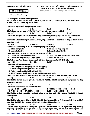 Đề minh họa kỳ thi THPT Quốc gia môn Hóa học năm 2017 - Đề 2 - Bộ giáo dục và đào tạo (Có đáp án)