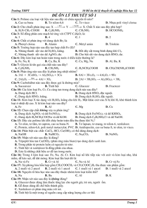 Đề ôn tập lý thuyết thi THPT Quốc gia môn Hóa học - Đề số 1
