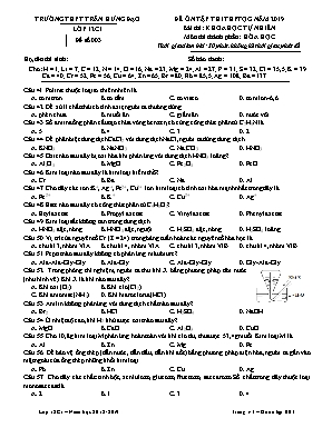 Đề ôn tập thi THPT Quốc gia môn Hóa học năm 2019 - Đề số 003 - Trường THPT Trần Hưng Đạo (Kèm đáp án)