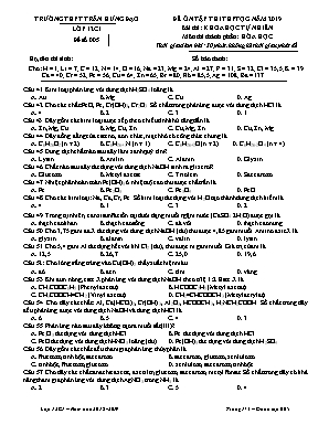 Đề ôn tập thi THPT Quốc gia môn Hóa học năm 2019 - Đề số 005 - Trường THPT Trần Hưng Đạo (Kèm đáp án)