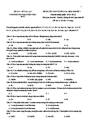 Đề ôn tập THPT Quốc gia môn Hóa học năm 2020 - Đề số 1 - Trường THPT Nguyễn Thái Học (Có đáp án)