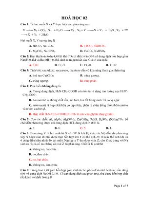 Đề ôn thi THPT Quốc gia môn Hóa học - Đề 02 (Kèm đáp án)