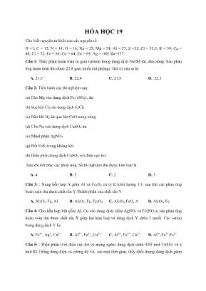 Đề ôn thi THPT Quốc gia môn Hóa học - Đề 19