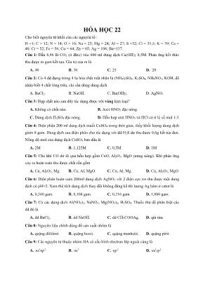 Đề ôn thi THPT Quốc gia môn Hóa học - Đề 22