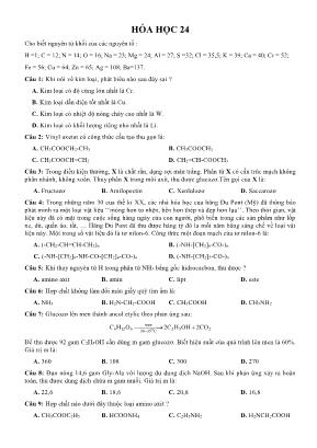 Đề ôn thi THPT Quốc gia môn Hóa học - Đề 24