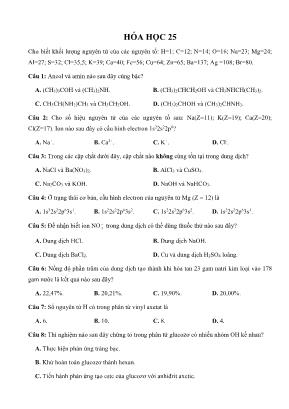 Đề ôn thi THPT Quốc gia môn Hóa học - Đề 25