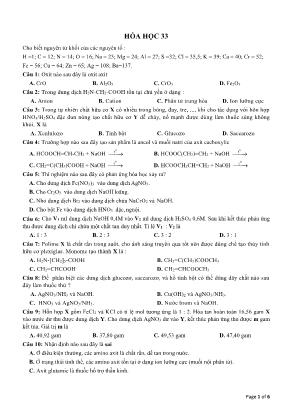 Đề ôn thi THPT Quốc gia môn Hóa học - Đề 33