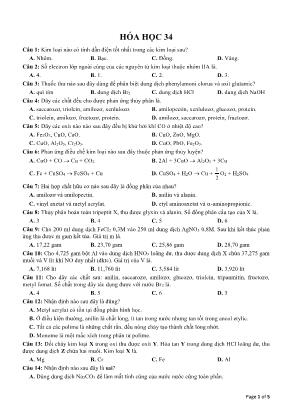Đề ôn thi THPT Quốc gia môn Hóa học - Đề 34