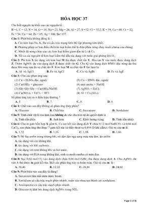 Đề ôn thi THPT Quốc gia môn Hóa học - Đề 37