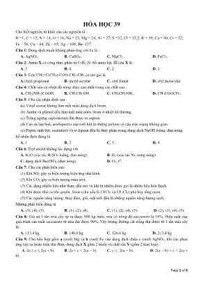 Đề ôn thi THPT Quốc gia môn Hóa học - Đề 39