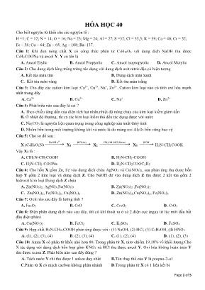 Đề ôn thi THPT Quốc gia môn Hóa học - Đề 40