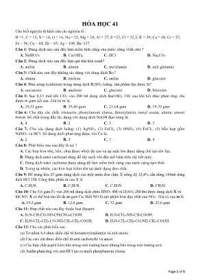 Đề ôn thi THPT Quốc gia môn Hóa học - Đề 41