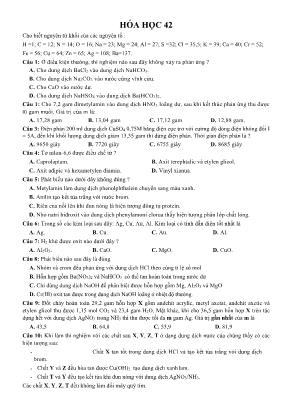 Đề ôn thi THPT Quốc gia môn Hóa học - Đề 42