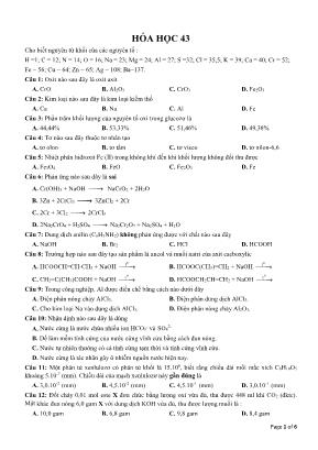 Đề ôn thi THPT Quốc gia môn Hóa học - Đề 43