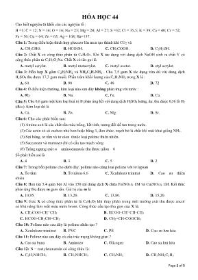 Đề ôn thi THPT Quốc gia môn Hóa học - Đề 44