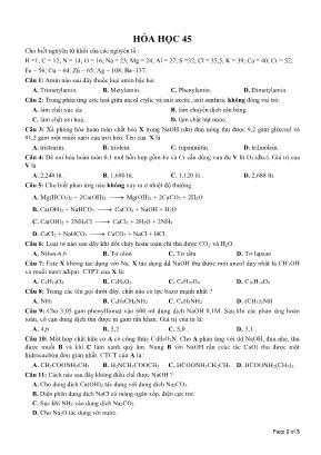 Đề ôn thi THPT Quốc gia môn Hóa học - Đề 45