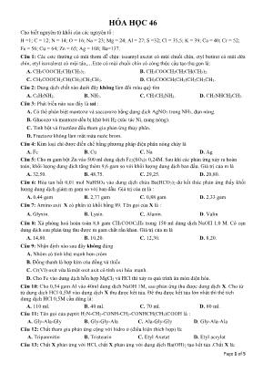 Đề ôn thi THPT Quốc gia môn Hóa học - Đề 46