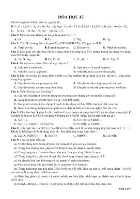 Đề ôn thi THPT Quốc gia môn Hóa học - Đề 47