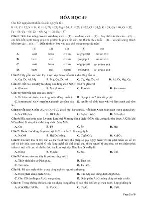 Đề ôn thi THPT Quốc gia môn Hóa học - Đề 49 (Có đáp án)