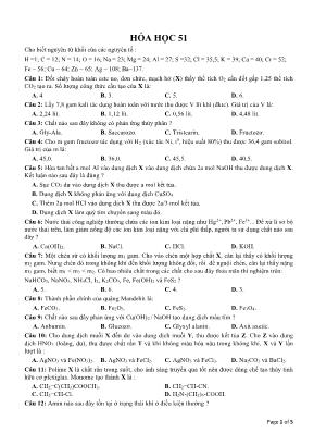 Đề ôn thi THPT Quốc gia môn Hóa học - Đề 51 (Có đáp án)