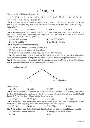 Đề ôn thi THPT Quốc gia môn Hóa học - Đề 52 (Có đáp án)