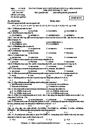 Đề ôn thi THPT Quốc gia môn Hóa học Lớp 12 - Bài 1 - Mã đề 201 - Năm học 2018-2019