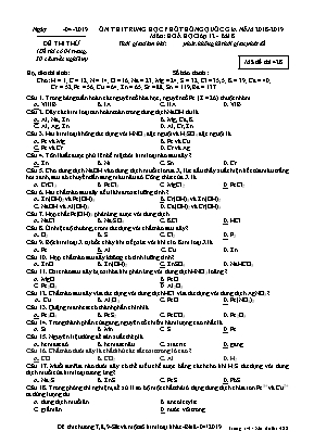 Đề ôn thi THPT Quốc gia môn Hóa học Lớp 12 - Bài 8 - Mã đề 428 - Năm học 2018-2019