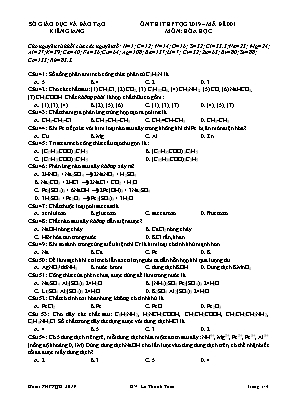 Đề ôn thi THPT Quốc gia môn Hóa học năm 2019 - Mã đề 001 - Sở giáo dục và đào tạo Kiên Giang (Có đáp án)