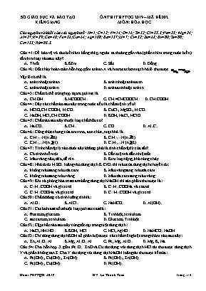 Đề ôn thi THPT Quốc gia môn Hóa học năm 2019 - Mã đề 002 - Sở giáo dục và đào tạo Kiên Giang (Có đáp án)